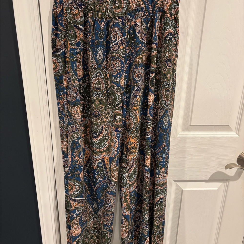Paisley Print Pants in Blue and Green